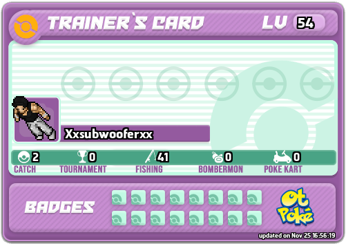 Xxsubwooferxx Card otPokemon.com