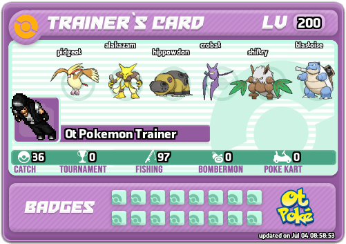 Ot Pokemon Trainer Card otPokemon.com