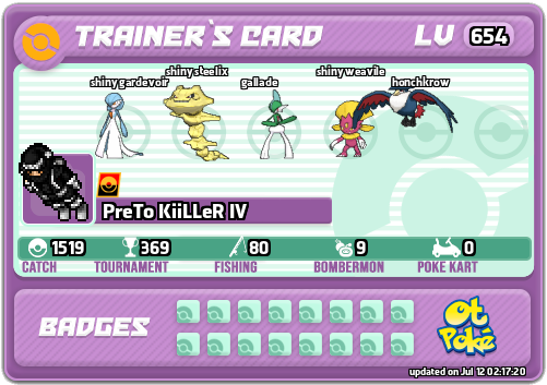 PreTo KiiLLeR IV Card otPokemon.com