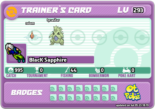 BlacK Sapphire Card otPokemon.com