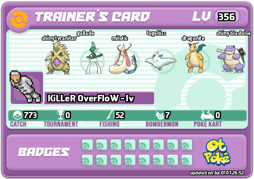 KiLLeR OverFloW - Iv Card otPokemon.com