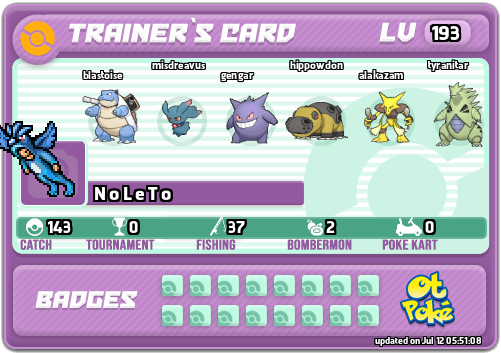 N o L e T o Card otPokemon.com