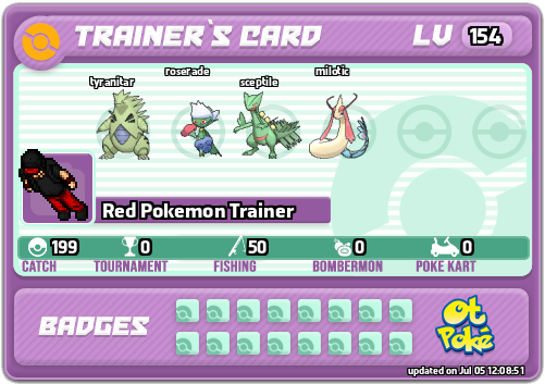 Red Pokemon Trainer Card otPokemon.com