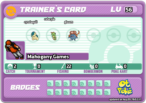 Mahogany Games Card otPokemon.com