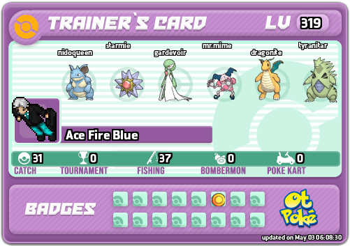 Ace Fire Blue Card otPokemon.com