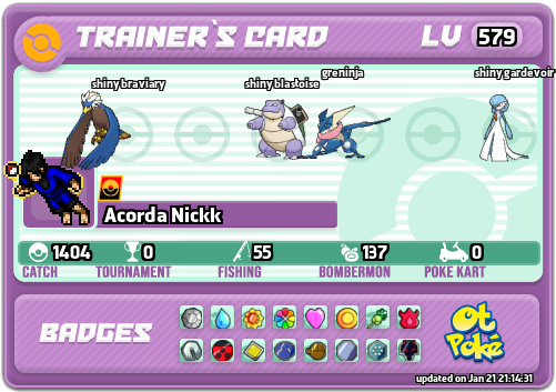 Acorda Nickk Card otPokemon.com