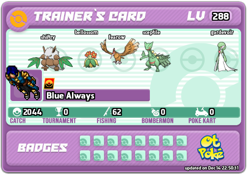 Blue Always Card otPokemon.com
