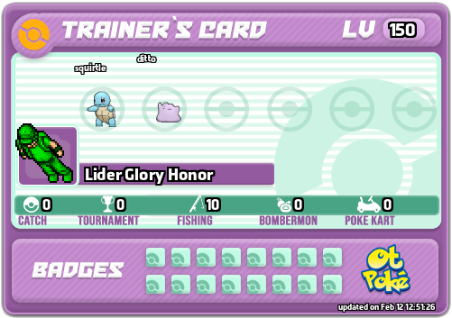 Lider Glory Honor Card otPokemon.com